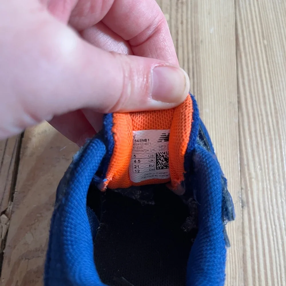 New Balance 545 Toddler Sneakers Blue‎ Orange Size 5 months US Kids casual Shoe